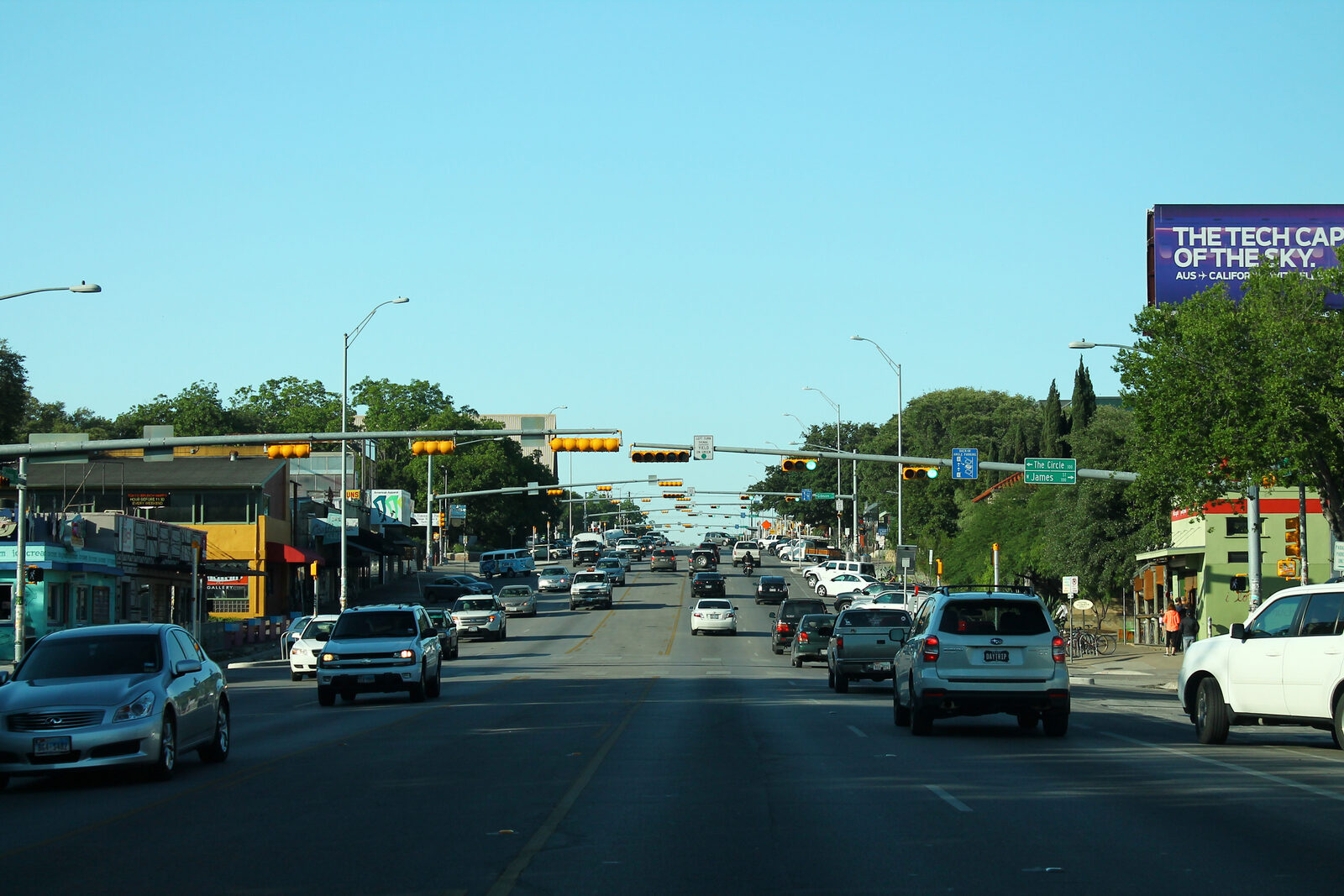 Shops and vintage signs along South Congress Avenue in Austin